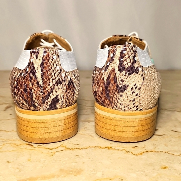 NWT GMD Womens Lace-up Leather & Snakeskin Brown White Shoes EU 39 | US 8 - Picture 6 of 8